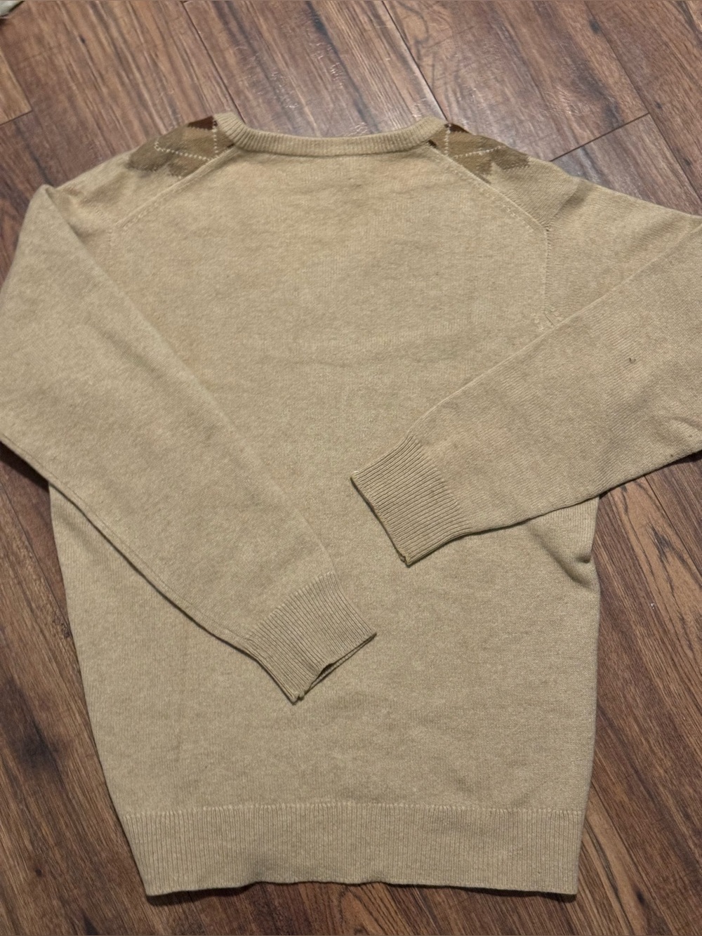 Vintage Pringle of Scotland 100% Cashmere Argyle V-Neck Sweater Size 38 Tan Brow - Picture 4 of 5